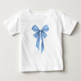 Soft Blue Bow Boy Baby Shower Party T Shirt