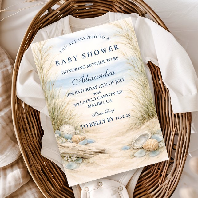 Soft Blue Coastal Baby Shower Inbjudningar (Skapare uppladdad)