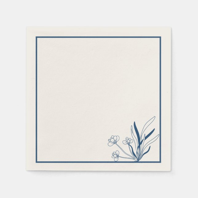 Soft Blue Coastal Botanical Napkins Pappersservett (Framsidan)