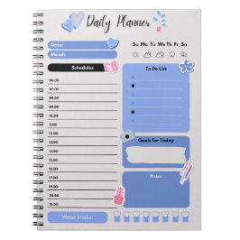 Soft Blue Daily Planner with Mood & Water Track Anteckningsbok