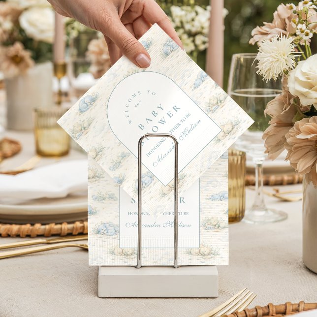 Soft Blue Dino Baby Shower Pappersservett (Skapare uppladdad)