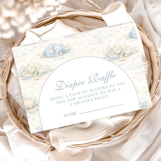 Soft Blue Dino Diapper Raffle Tilläggskort (Skapare uppladdad)