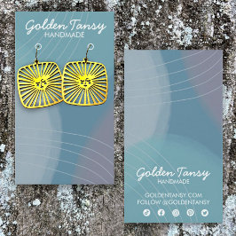 Soft Blue Earring Necklace Jewelry Visning Card Visitkort