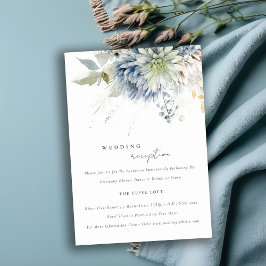 Soft Blue Grönt Succulent Blommigt Wedding Recepti Tilläggskort