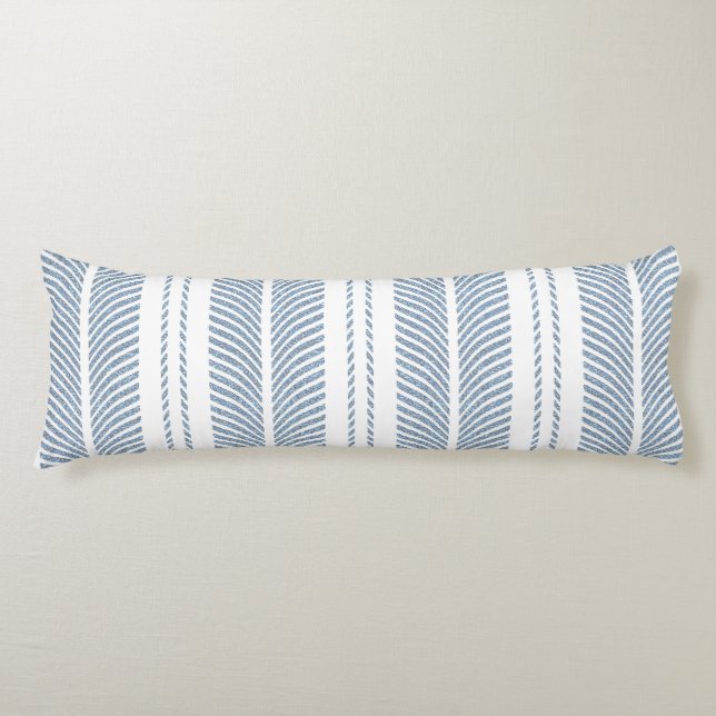 Soft Blue Herringbone Fern Striped Pattern Kroppskudde (Framsidan)