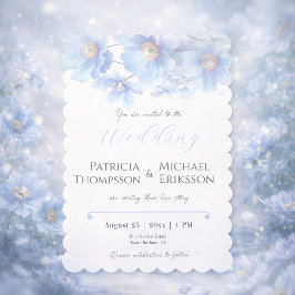 Soft Blue Himalayan Poppy Flower Garden Wedding  Inbjudningar
