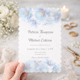 Soft Blue Himalayan Poppy Flower Garden Wedding Inbjudningar