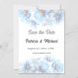 Soft Blue Himalayan Poppy Flower Garden Wedding  Magnetisk Inbjudningskort