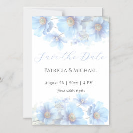 Soft Blue Himalayan Poppy Flower Garden Wedding  Magnetisk Inbjudningskort