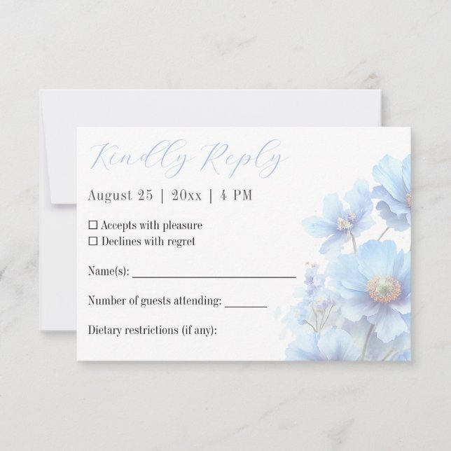 Soft Blue Himalayan Poppy Flower Garden Wedding  OSA Kort (Framsida)