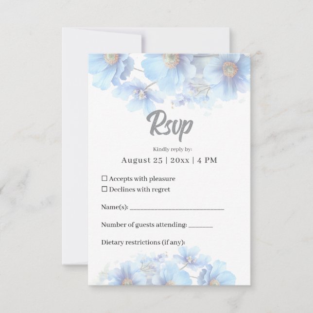 Soft Blue Himalayan Poppy Flower Garden Wedding  OSA Kort (Framsida)