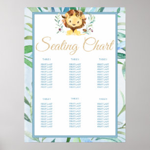 Soft Blue Lejon Unge Boy's Baby Shower Sittdiagram Poster
