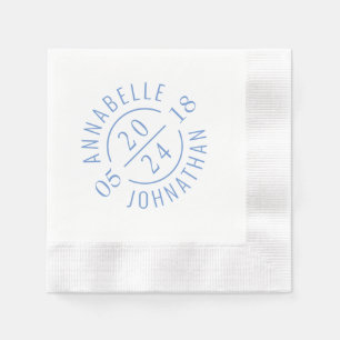 Soft Blue Modern Bröllop Badge Namn och Date Pappersservett