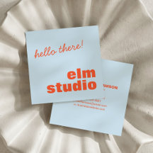 Soft Blue Orange Hello There Friendly Bold Square