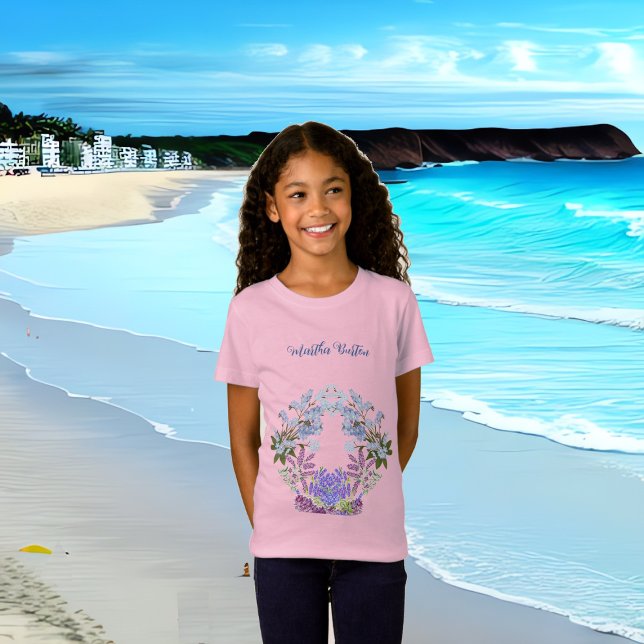 Soft Blue Pastel Hydrangeas Lila Lilac Birthday T Shirt (Soft Blue Pastel Hydrangeas Purple Lilac Birthday T-Shirt)