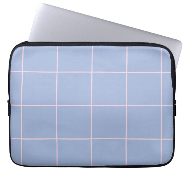 Soft Blue & Pink Grid Pattern Laptop Fodral (Framsidan)