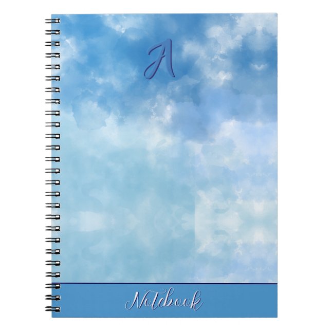 Soft Blue Sky Watercolor Cloud Anteckningsbok (Framsidan)