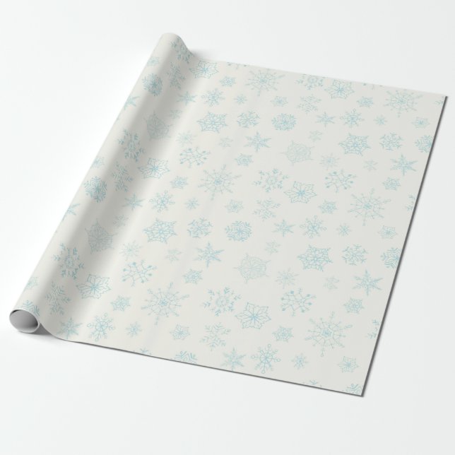 Soft Blue Snowflake Wrapping Papper Presentpapper (Utrullad)