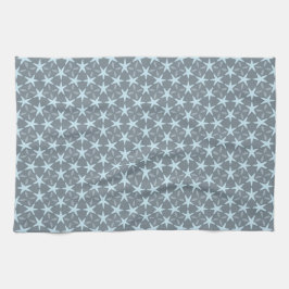 Soft Blue Starburst on Slate Grey Pattern Kökshandduk