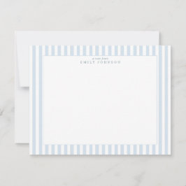 Soft Blue Striped Note Card Inbjudningar