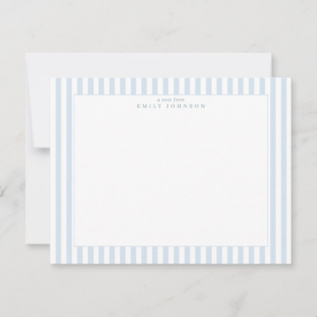 Soft Blue Striped Note Card Inbjudningar (Framsida)