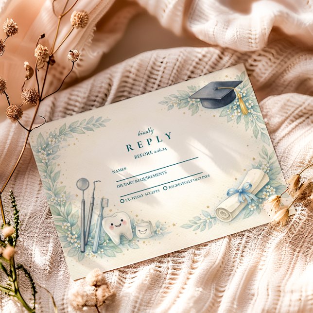 Soft Blue White Coat Dentist Graduation OSA Kort (Skapare uppladdad)