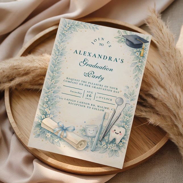 Soft Blue White Coat Dentist Graduation Party Inbjudningar (Skapare uppladdad)