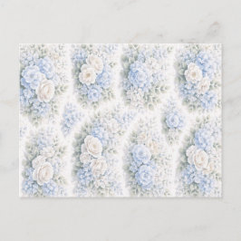 Soft Blue White Watercolor Floral Elegant Romantic Helg Vykort