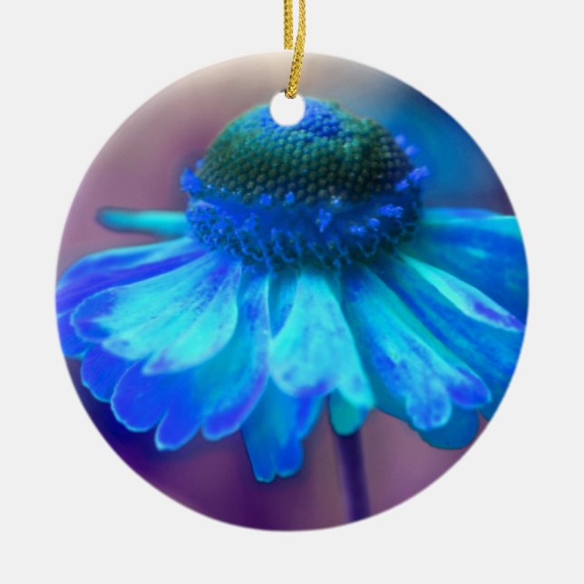 Soft Blue Zinnia Flower Ornament (Framsidan)