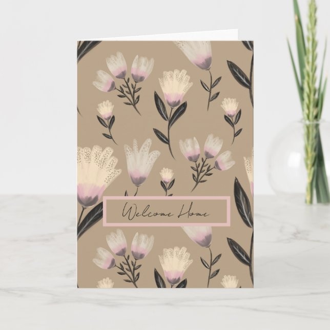 Soft Blush Botanical Floral Greeting Card  Kort (Framsida)