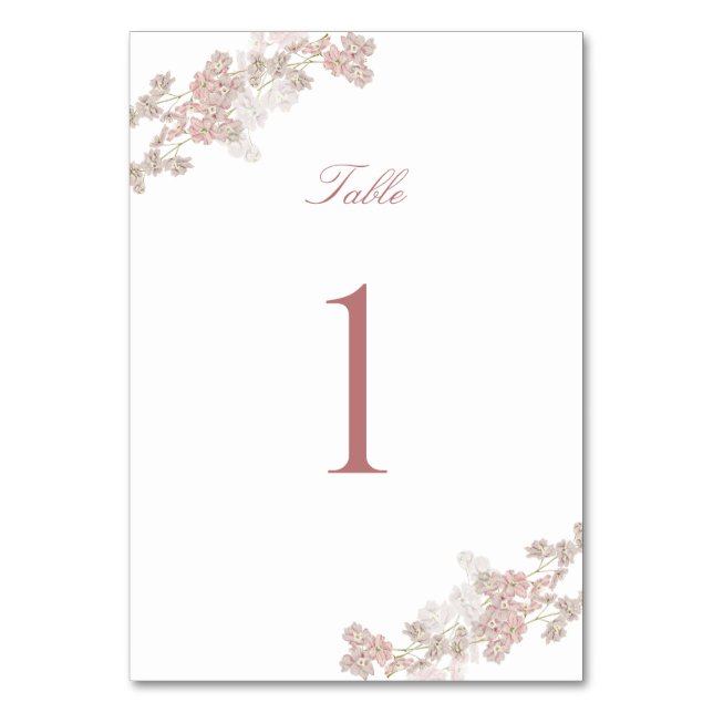 Soft Blush Floral Double Sided Wedding  Bordsnummer (Framsidan)