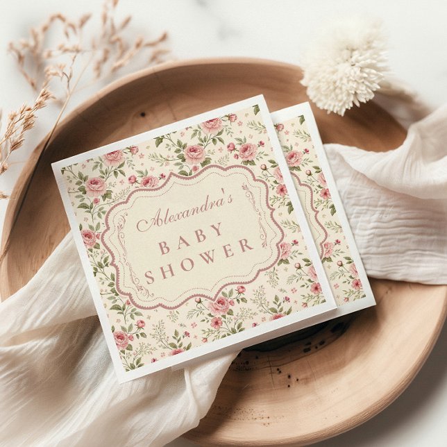 Soft Blush Floral Heirloom Baby Shower Pappersservett (Skapare uppladdad)
