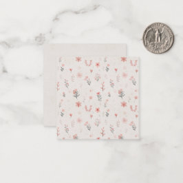 Soft Blush Floral Pattern Flat Note Card Anteckningskort