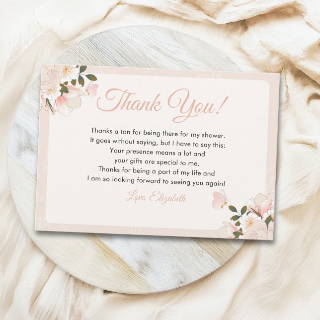 Soft Blush Floral-Themed Bridal Shower Tack Kort (Skapare uppladdad)