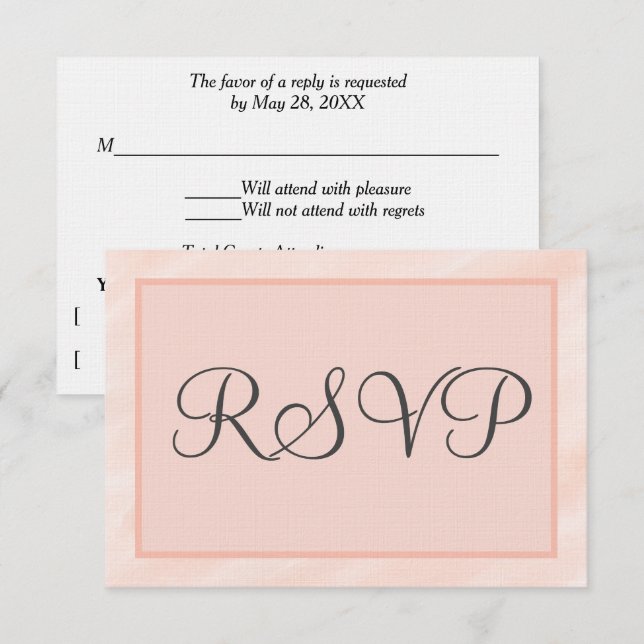 Soft Blush Geometric Wedding RSVP Cards OSA Kort (Fram/baksida)