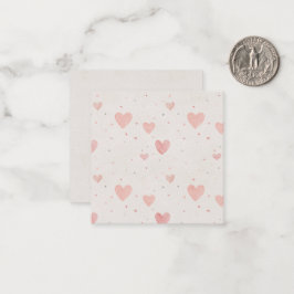 Soft Blush Heart Pattern Flat Note Card Anteckningskort