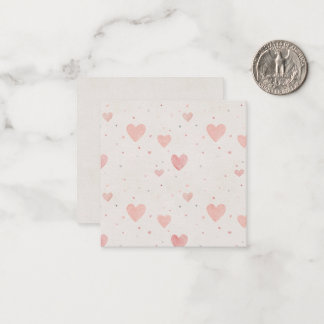 Soft Blush Heart Pattern Flat Note Card Anteckningskort