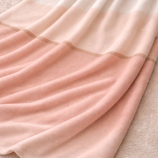 Soft Blush Ombre Fleece Blanket (Ivory to blush ombre with a taupe line brings soft structure to modern neutral spaces.)