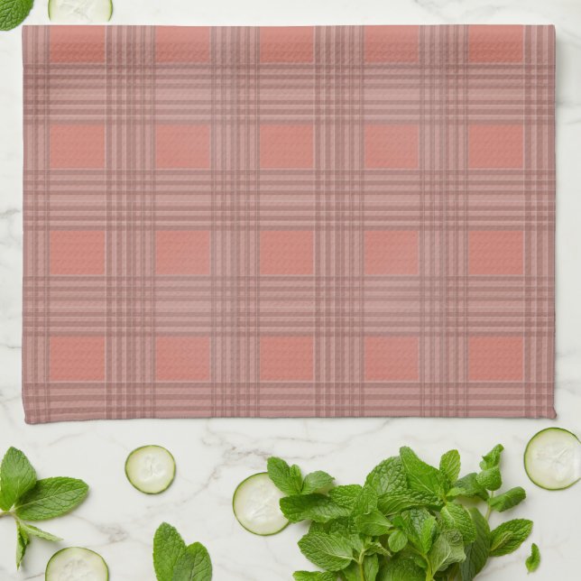Soft Blush Plaid Tea Towel | Elegant Neutral Check Kökshandduk (Vikta)