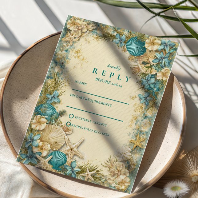 Soft Blush Seashell Floral Wedding OSA Kort (Skapare uppladdad)