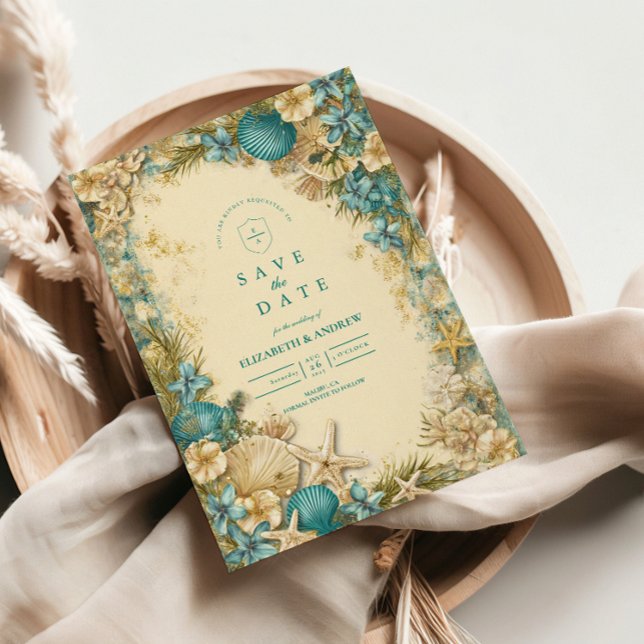 Soft Blush Seashell Floral Wedding Spara Datumet (Skapare uppladdad)