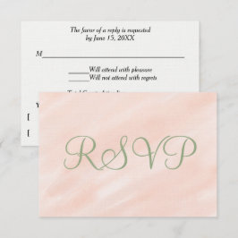 Soft Blush Watercolor Sage Green RSVP OSA Kort