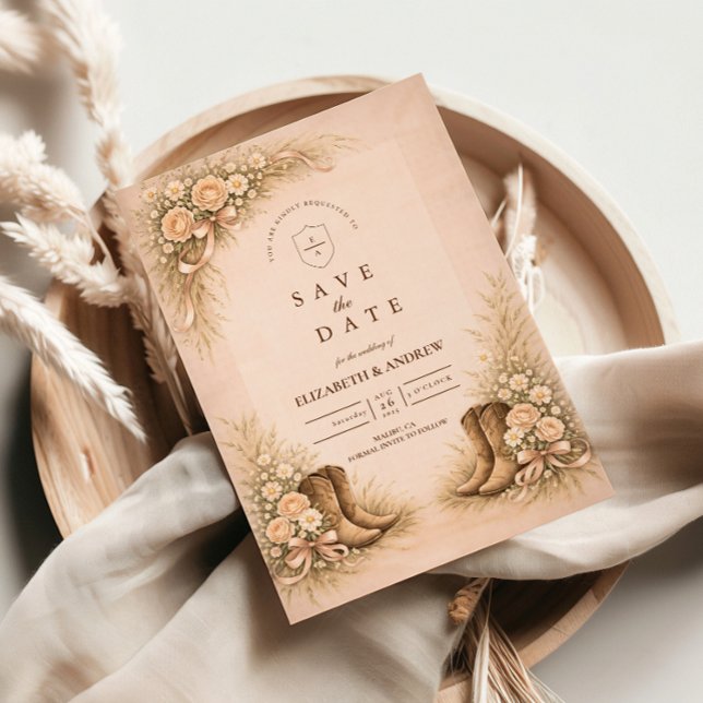 Soft Blush Western Boots Wedding Spara Datumet (Skapare uppladdad)