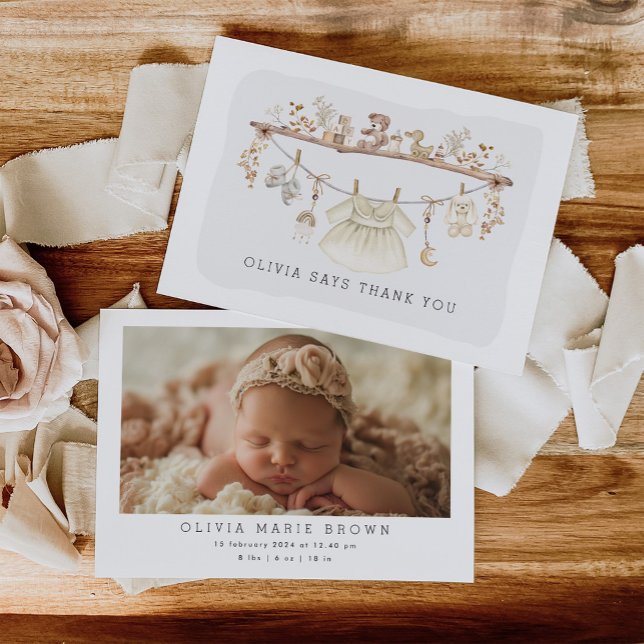 Soft Boho Flicka Clothes Nursery Photo Tack Kort (Skapare uppladdad)