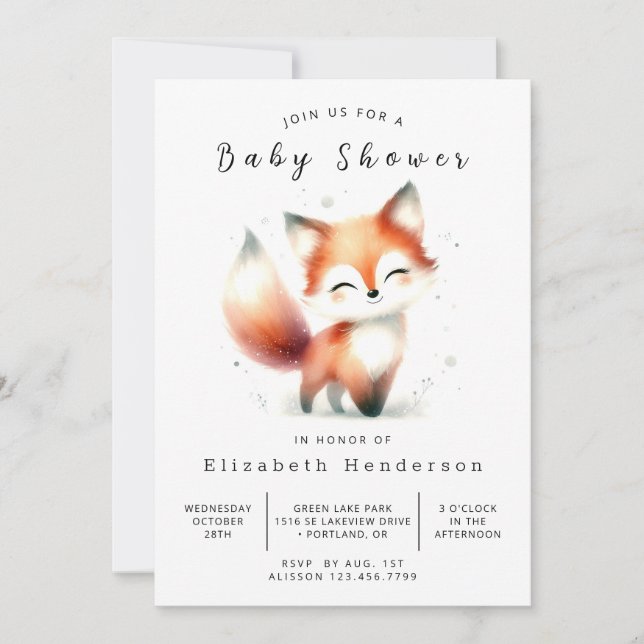 Soft Boho Stil Fox Baby Shower Inbjudningar (Framsida)