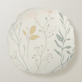 Soft Botanical Pillow – Minimal Pastel Floral Rund Kudde