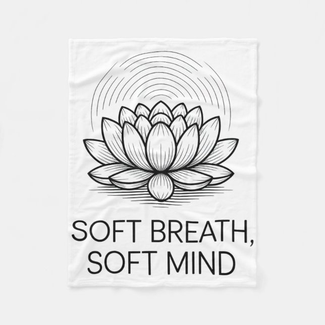 Soft Breath Soft Mind Dandelion Yoga Inspiration A Fleecefilt (Framsidan)