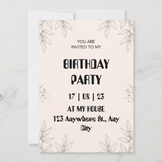 Soft Brown Leaf Birthday Invitation Inbjudningar