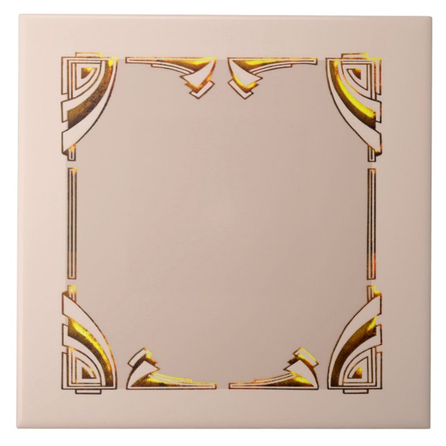 Soft Brown och Guld Stil Art Deco Ceramic Tile Kakelplatta (Framsidan)