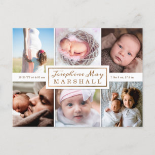 Soft Burlap Eucalyptus Photo Birth Announement Meddelande Vykort